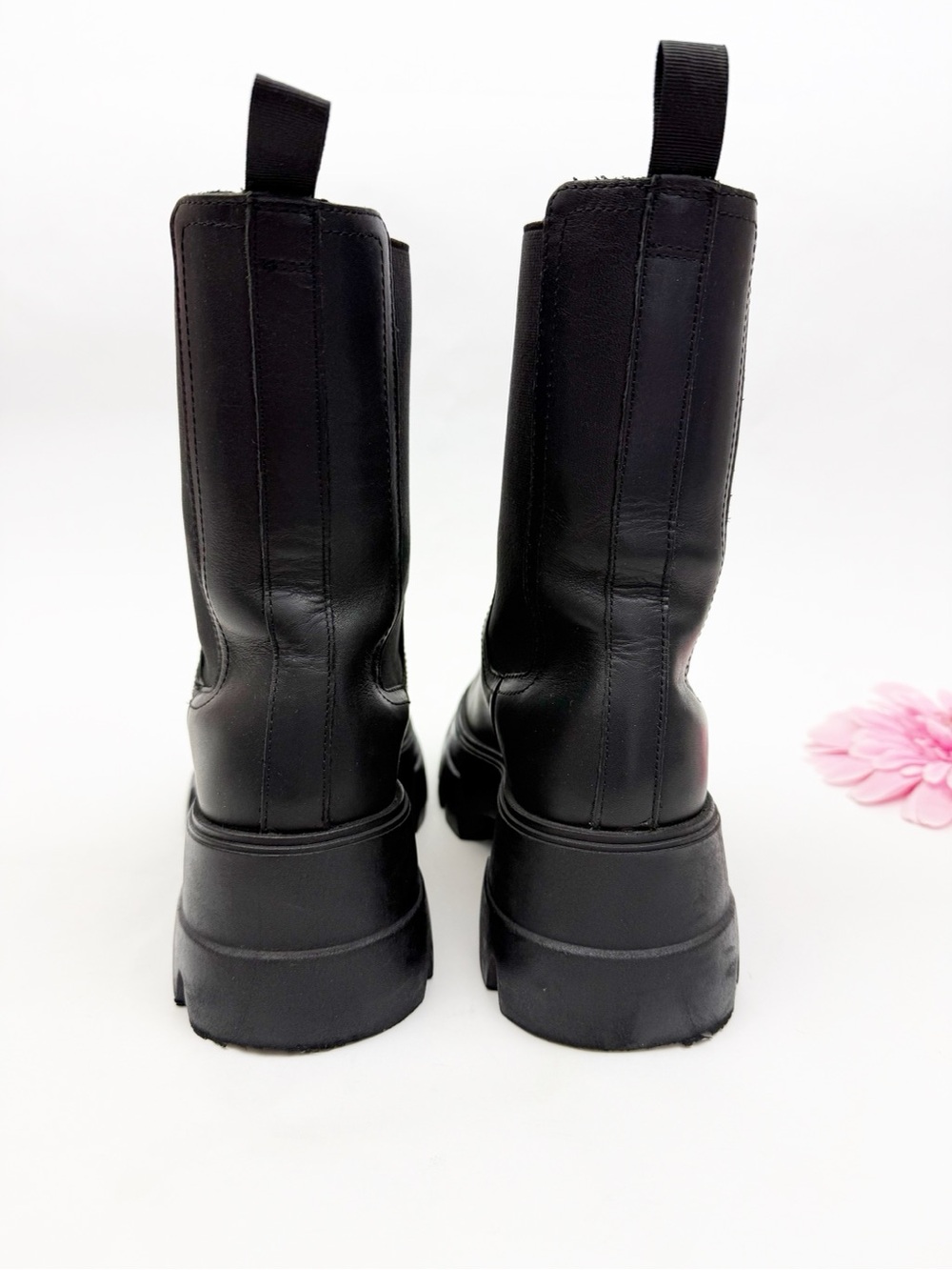 Thursday Boot Company Reign Leather Chelsea Ankle Mid Calf Boots Chunky Black - Picture 8 of 14